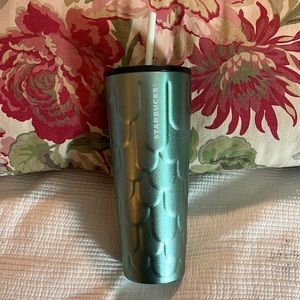 STARBUCKS sz Venti 24 oz Large Metal
Dual-Wall Insulated Green Scale Mermaid NEW